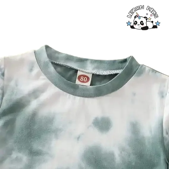 LEZONKIDS - Customizable Tie-Dye Outfits Short Sleeve T-Shirt Tops+Short Pants 2Pcs Summer Cotton Boys Clothes Set